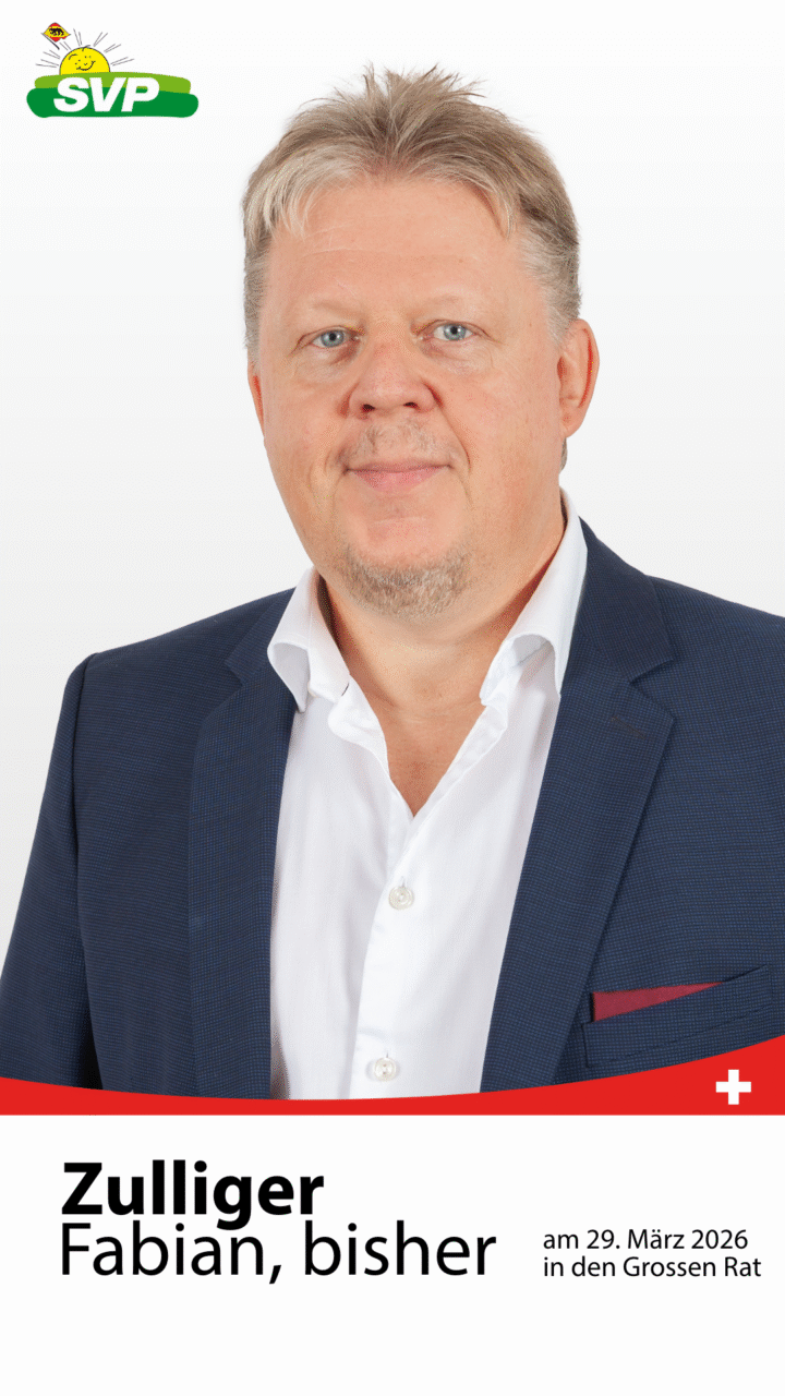 Unternehmer, Grossrat, Gemeinderat, Stiftungsr. Kastanienpark, Vize-Präs. MFV, SVP Mittelland-Süd, Präs. SVP G’see, verheiratet, 2 Söhne, www.fabian-zulliger.ch